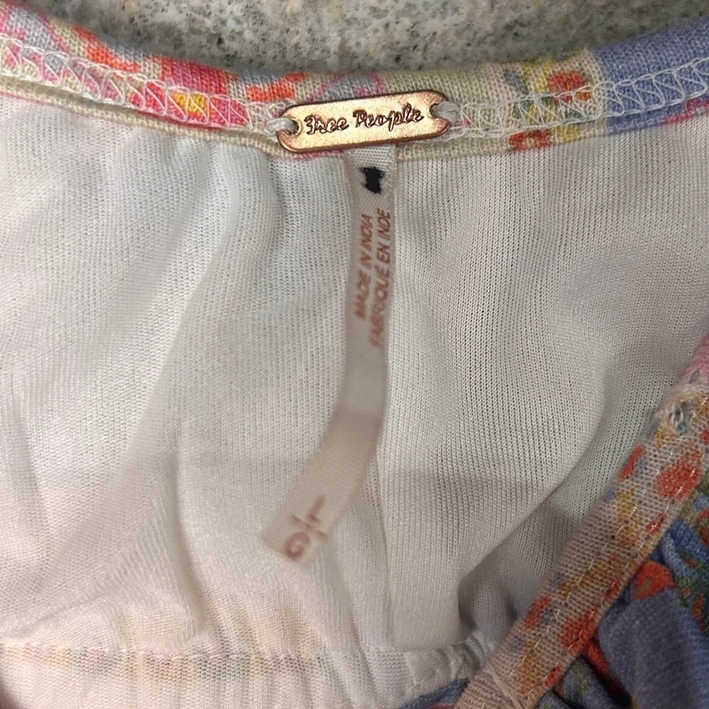 Free people coral lavender yellow floral patchwork midi skirt bralette set large - Picture 13 of 13